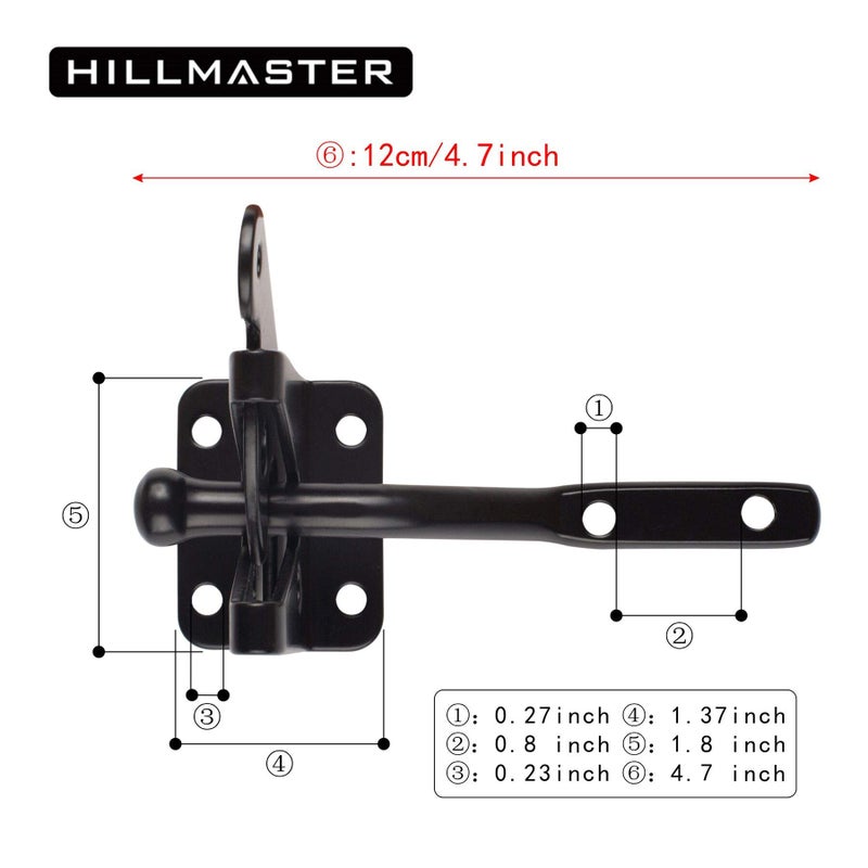 HILLMASTER Upgrade Self-Locking Gate Latch for Wooden Fence Heavy Duty, Automatic Gravity Lever Door Latches with Longer Fasteners & Pull String for Secure Pool, Garden, Black Finish/4.7in - Image 3